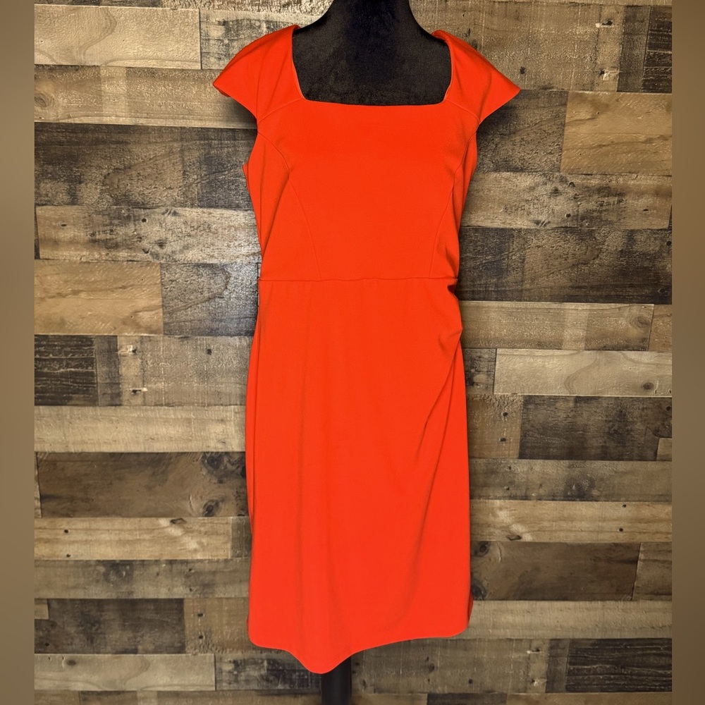 Marina Women's Coral Orange Dress Cap Sleeve Size 14 Large AB 540